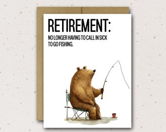 Funny Retirement Card | Fishing Card | Fish Card | Bear Card | Retirement Card | Funny Work Card | Boss Card | Funny Coworker Card