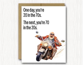 Funny 70th Birthday Card | 70th Birthday Card | Dad Birthday Card | Brother Birthday Card | For Him | Funny Getting Older | Motorcycle Card