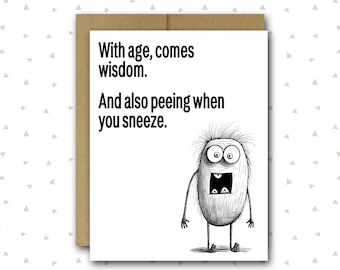 Funny 50th Birthday Card | Funny 60th Birthday Card | 50th Birthday Gift | Sarcastic Birthday Card | With Age Comes Wisdom | Snarky Birthday