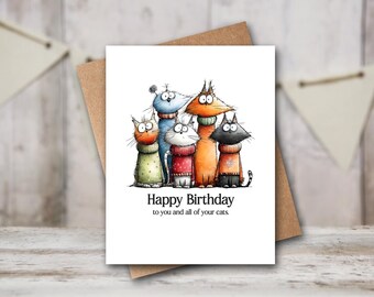 Funny Cat Birthday Card | Cat Birthday Card | Funny Birthday Card | Card For Cat Lover | Cat Mom Card | Crazy Cat Lady Card | Cat Dad Card