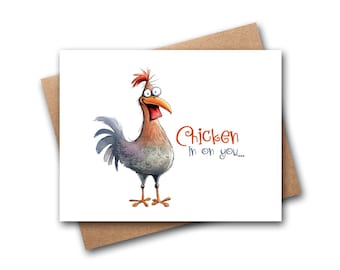 Funny Card For Friend | Thinking Of You Card | Chicken In On You | Funny Chicken Card | Chicken Card | Funny Cards | Funny Pun Cards