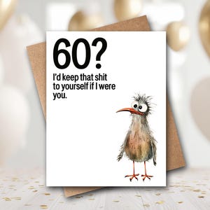60th Birthday Card | Funny 60th Birthday Card |  60th Birthday Card | Happy 60th Card | Funny Birthday Card | Bird Birthday Card
