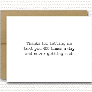 Funny Friend Card, Funny Text Card, Best Friend Card, BFF Card, Funny Thank You Card, Friendship Card, Funny Greeting Card