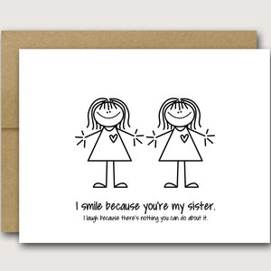 Funny Card For Sister | Sister Card | Funny Sister Card | I Smile Because | Sister Birthday Card | Sibling Card | Sibling Birthday Card