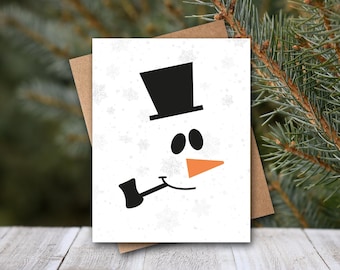 Funny Snowman Christmas Card: Linen Paper, Kraft Envelope