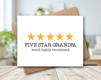 Tarjeta para el abuelo / Tarjeta de cumpleaños para el abuelo / Tarjeta divertida para el abuelo / Tarjeta de cinco estrellas para el abuelo / Tarjeta de 5 estrellas para el abuelo / El mejor abuelo / Tarjeta de 5 estrellas