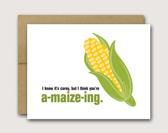Funny Corn Card | Corny Card | Corn Pun Card | Amaizeing | Amazing | Funny Friend Card | Support Card | Encouragement Card | Friendship Card