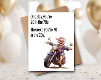 Funny 70th Birthday Card | 70th Birthday Card | Mom Birthday Card | Sister Birthday Card | For Her | Funny Getting Older | Motorcycle Card