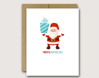 December Birthday Card | Funny Birthday Card | Merry Birthday Card | Happy Christmas Card | Sarcastic Birthday Card | Santa Card