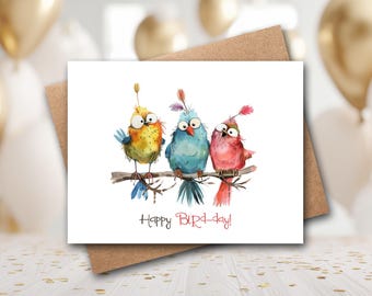 Bird Birthday Card | Funny Bird Birthday Card | Bird Lover Card | Bird Card | Bird Pun | Bird Lover Card | Birthday Cake Card | Bird Day