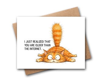 Funny Cat Birthday Card | Cat Birthday Card | Funny Birthday Card | Card For Cat Lover | Cat Mom Card | Crazy Cat Lady Card | Older Than