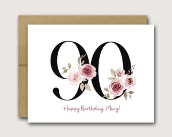 Personalized 90th Birthday Card | Custom Birthday Card | Name Birthday Card | Birthday Card With Name | Personalized Friend Birthday Card