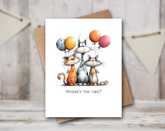Funny Cat Card | Funny Cat Birthday Card | Funny Birthday Card | Card For Cat Lover | Cat Mom Card | Crazy Cat Lady Card | Cat Dad Card