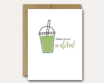 Funny Thank You Card | Matcha Card | Thank You Card | Thank You Note Cards | Tea Card | Funny Pun Cards | Pun Greeting Cards | Tea Clipart