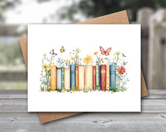 Floral Books Note Cards | Book Lover Gift, Teacher Thank You