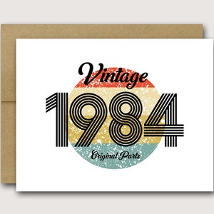 Vintage 1984 Card | 40th Birthday Card | Funny 40th Birthday Card | Vintage Birthday Card | Husband Birthday Card | Wife Birthday Card