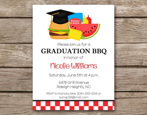 graduation bbq invitation bbq invitation graduation cookout etsy