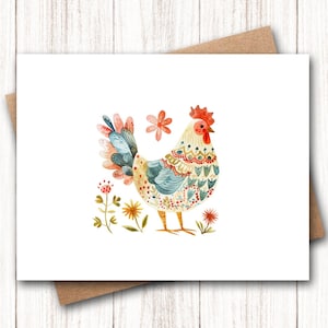 Chicken Note Cards | Bird Note Cards | Nature Note Cards | Nature Notecards | Bird Stationery | Bird Stationary | Folk Art Cards