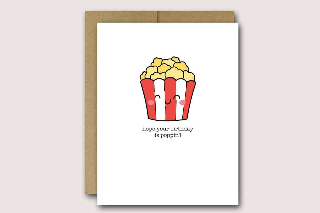 Popcorn Birthday Card Popcorn Card Funny Birthday Card Etsy