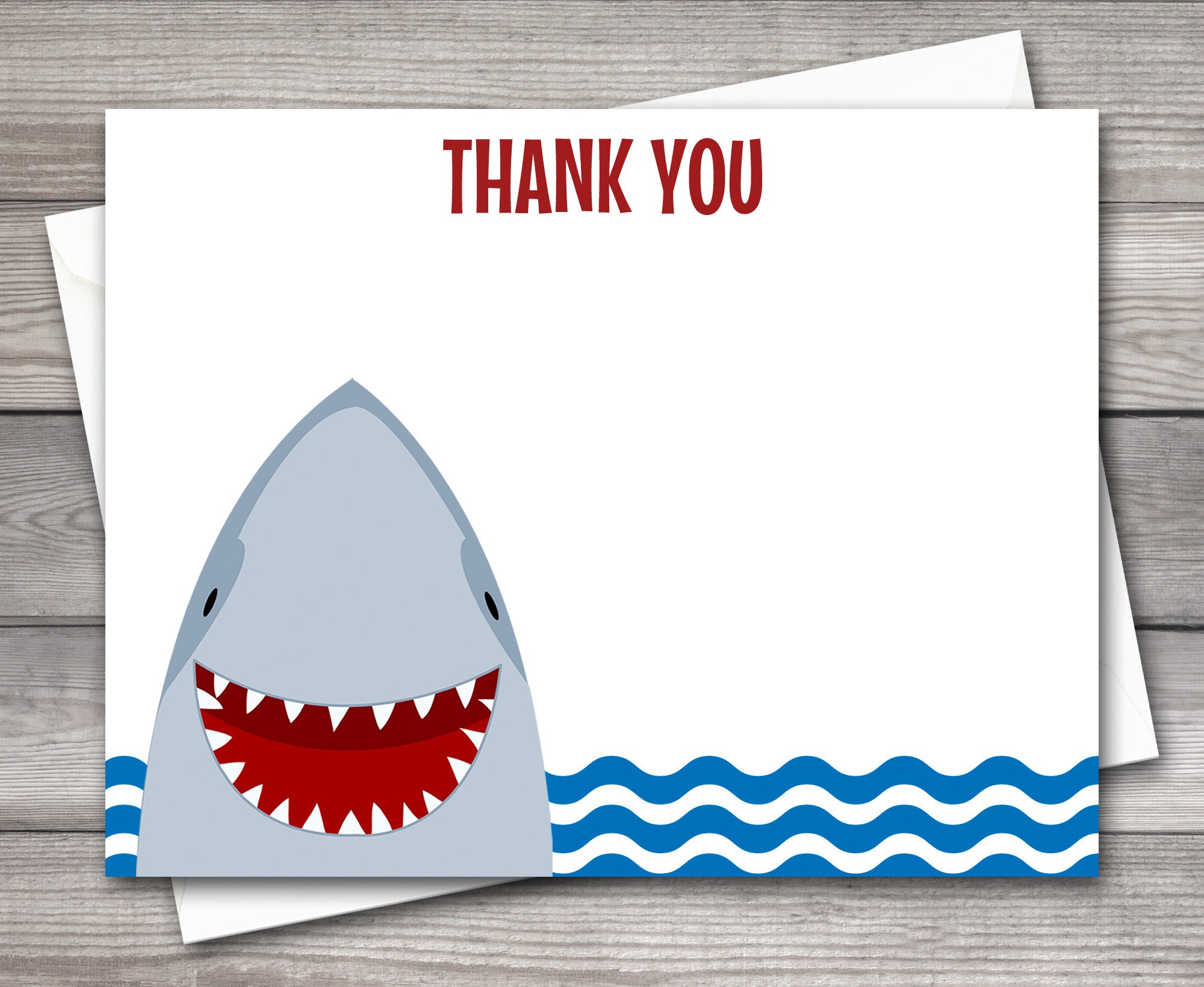 PRINTABLE Shark Thank You Cards Shark Party Thank You Shark | Etsy