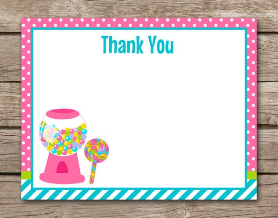 Candy Thank You Cards Candy Party Thank You Candy Birthday