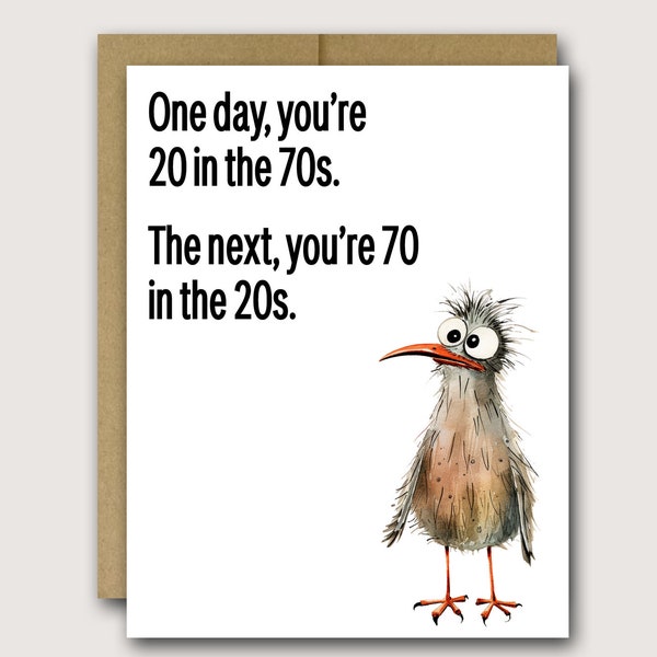 Funny 70th Birthday Card | 70th Birthday Card | Dad Birthday Card | Brother Birthday Card | Funny Getting Older | Bird Birthday Card