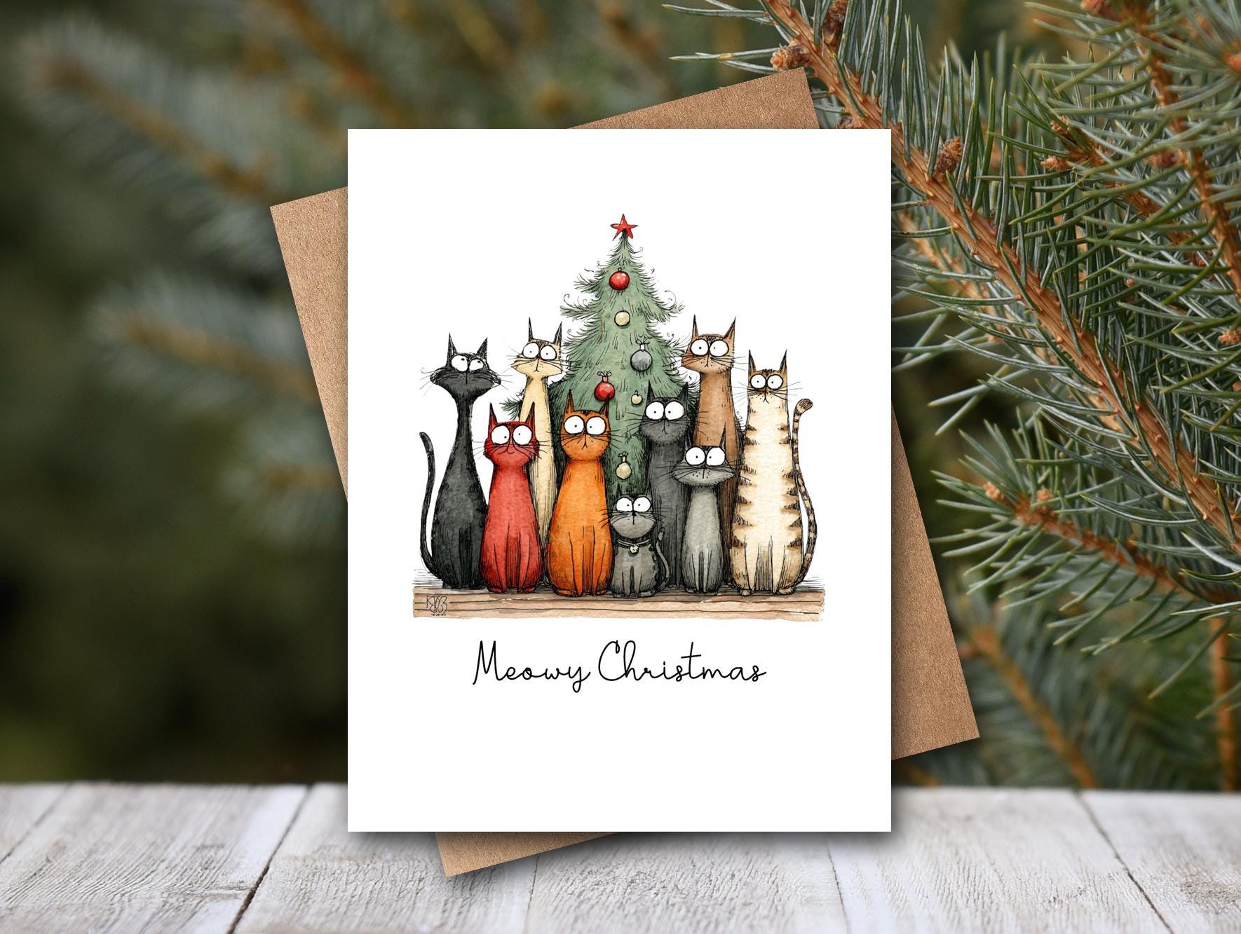 Meowy Christmas | Christmas Cat Cards | Christmas Cards | Holiday Cards ...
