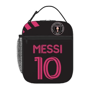 Sac à lunch Messi Inter Miami, fourre-tout isotherme de grande capacité, transporteur de pique-nique pour école-travail, cadeau pour fan de football