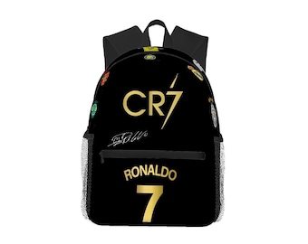 Ronaldo inspired Oxford Backpack, Canvas School Bag, Travel Rucksack