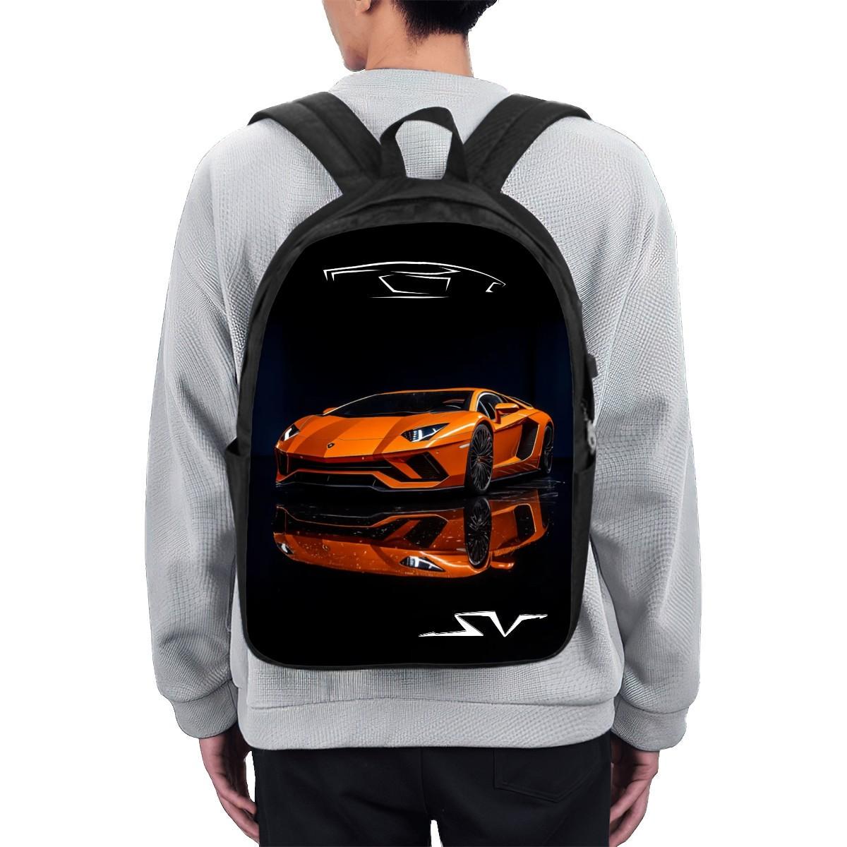 Lamborghini Design Laptop Backpack With USB Port: Oxford Cloth