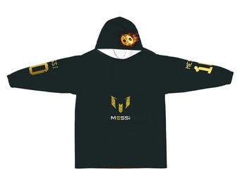 Messi Themed Blanket Hoodie for Kids, Cozy Sportswear, Youth Wearable Blanket, Soccer Gift
