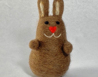 Felted wool rabbit with heart, needle felted bunny, handmade Easter bunny dolls, cute Spring decor, basket gifts, waldorf toys