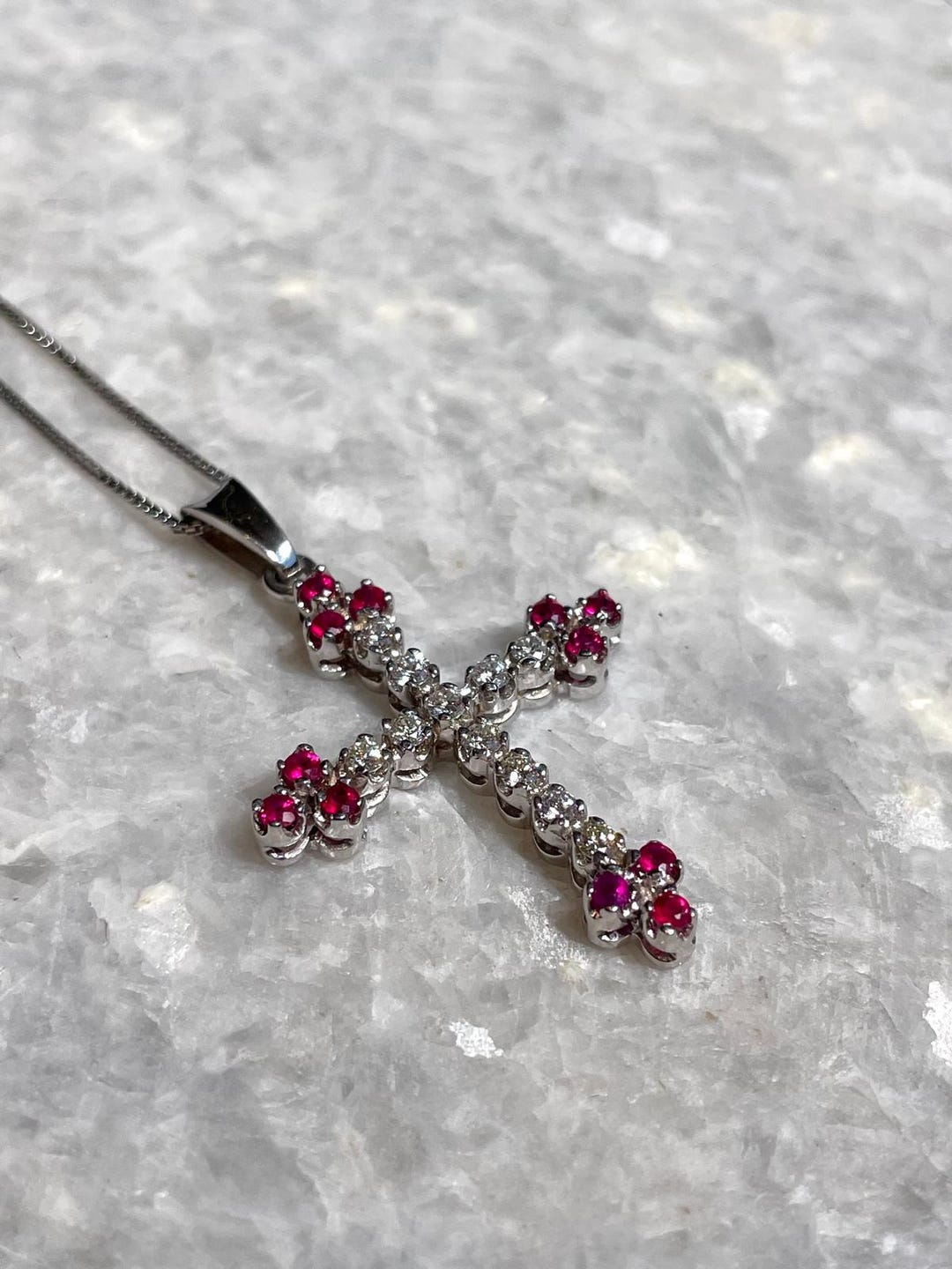Ruby and Diamonds White Gold Cross Cross Pendant, Ruby Cross Pendant ...