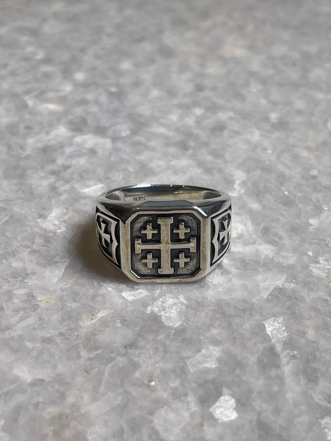 Echte Sterling Silber Herren Ring Malteserkreuz Massiv Gestempelt