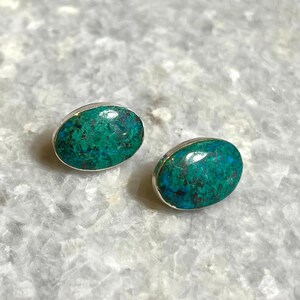 Pendientes de botón hechos de piedra de Eilat, plata 925, piedra del rey Salomón, piedra natural de Eilat, pendientes de plata, pendientes de piedra, regalos judíos,