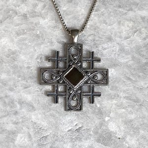 Nano Bible Jerusalem Cross necklace, 925 silver, Cross Pendant, Christian gift, Religious Gift, gift for her, gift for husband, unissex gift