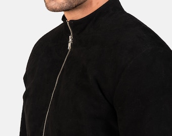 Men's Black Biker Jacket! Crafted from authentic goatskin leather, Handmade Leather Jacket.