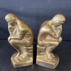 Vintage Brass “The Thinker” Bookends