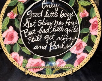 Droll Designs Ltd. Ed. “ Only good little boys…girls ribbons & pearls “ Plate Decorative