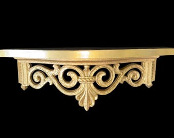 Vintage Dart Industries Wall Shelf 1969 Gold Ornate Hollywood Regency Hanging Shelf