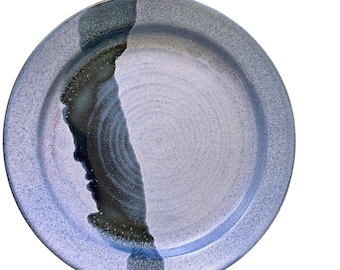 Out of the Fire Studio Cindy Clarke Pottery 12” Stoneware Plate Blue Gray Purple Handmade