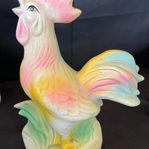 Vintage Rooster Antique Farm Country Bisque Figurine Pastel