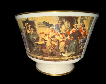 Vintage Norman Rockwell Bowl Yankee Doodle 1976 Gorham Bicentennial Limited Edition Gold Trim