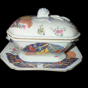 tobacco leaf tureen Chinese Export Porcelain Pseudo Soup Tobacco Leaf Vintage Tobacco Leaf Soup Tureen