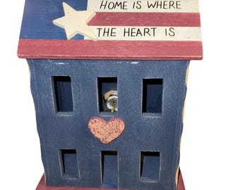 Vintage Americana Lighted Wooden House Cottagecore
