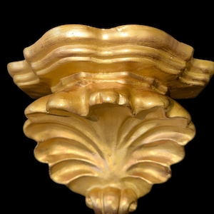 Vintage Gold Wall Shelf Sconce Hollywood Regency Rococo Style Ornate Decorative Wall Bracket