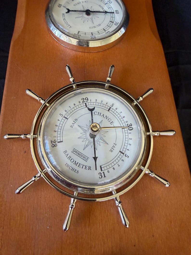 Barometer Weather Ship Vintage Springfield Nautical Wall Weather Station | Barometer ...