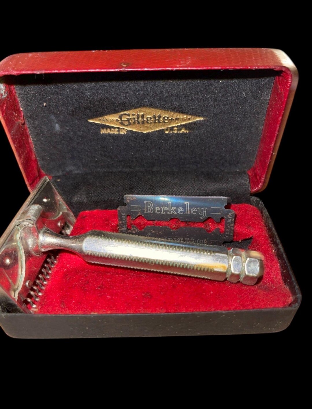 Gillette Razor Rare Vintage Gillette Safety Razor W/ Red Case – C. 1918–1925 – Antique ...