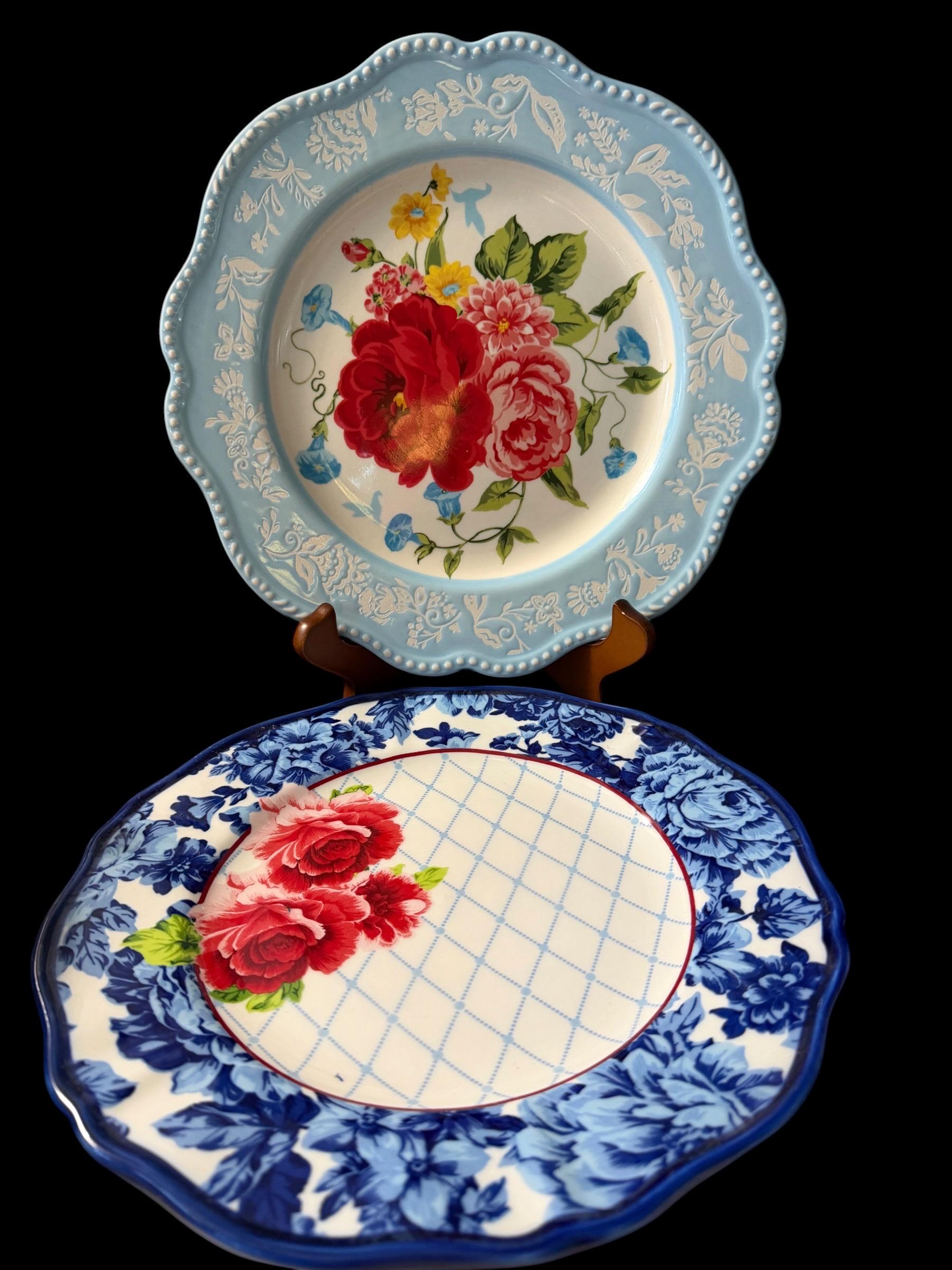 Blue Rose Vintage Plates - Etsy