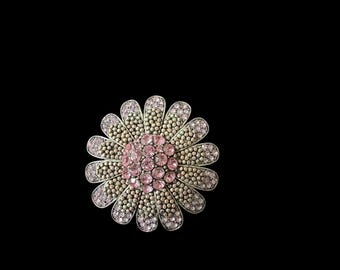 Pink Rhinestone Brooch or Pendant Vintage Estate Piece